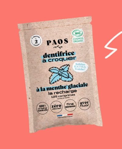 Dentifrice à croquer - MENTHE GLACIALE - Recharge 125p - Paos