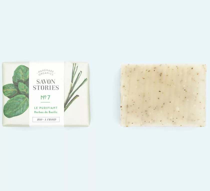 N°7 Le Purifiant - Savon Bio & Naturel Désodorisant au Basilic - Savon Stories – Image 2