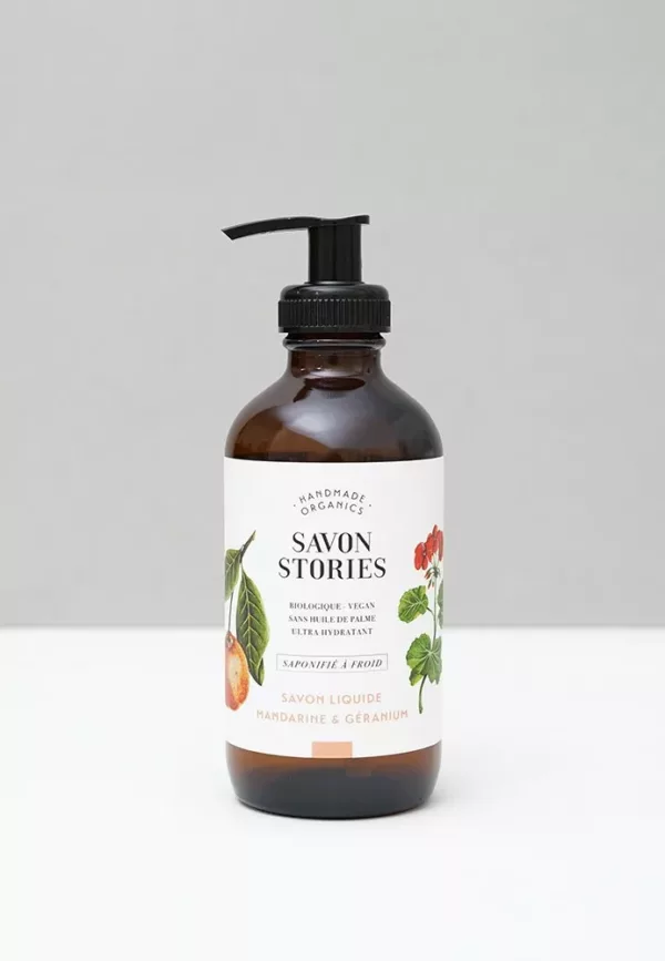 SAVON LIQUIDE BIO - MANDARINE & GÉRANIUM - Savon Stories – Image 1