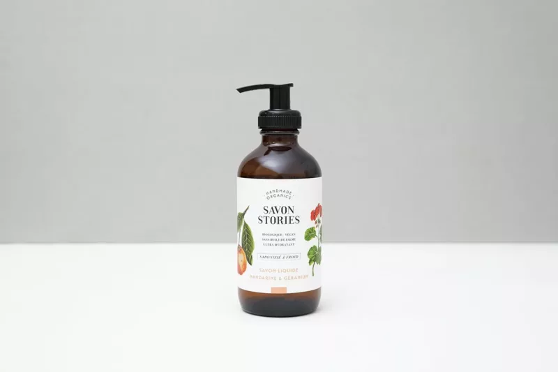 SAVON LIQUIDE BIO - MANDARINE & GÉRANIUM - Savon Stories