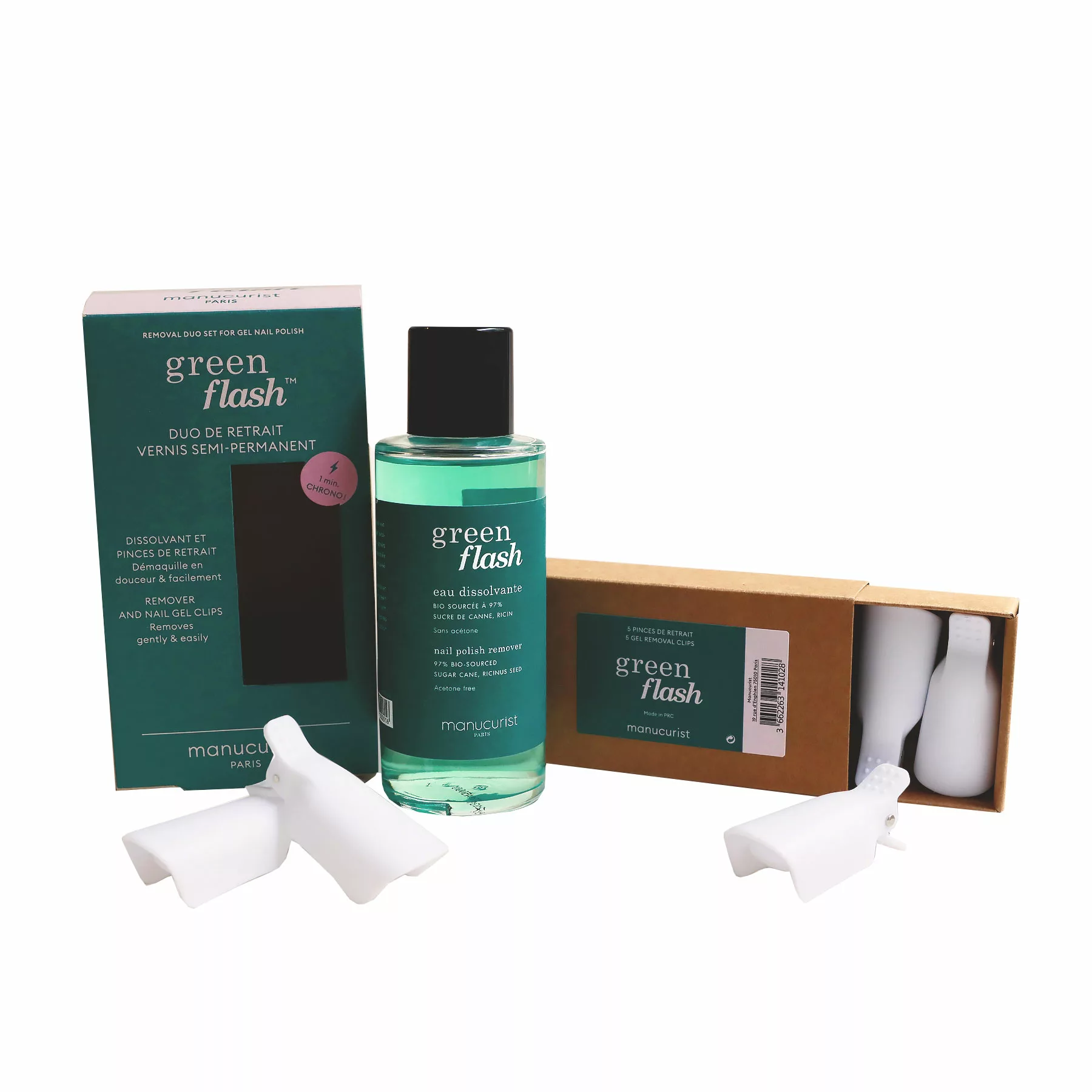 Duo Eau dissolvante Green Flash & Pinces de retrait - Manucurist – Image 2