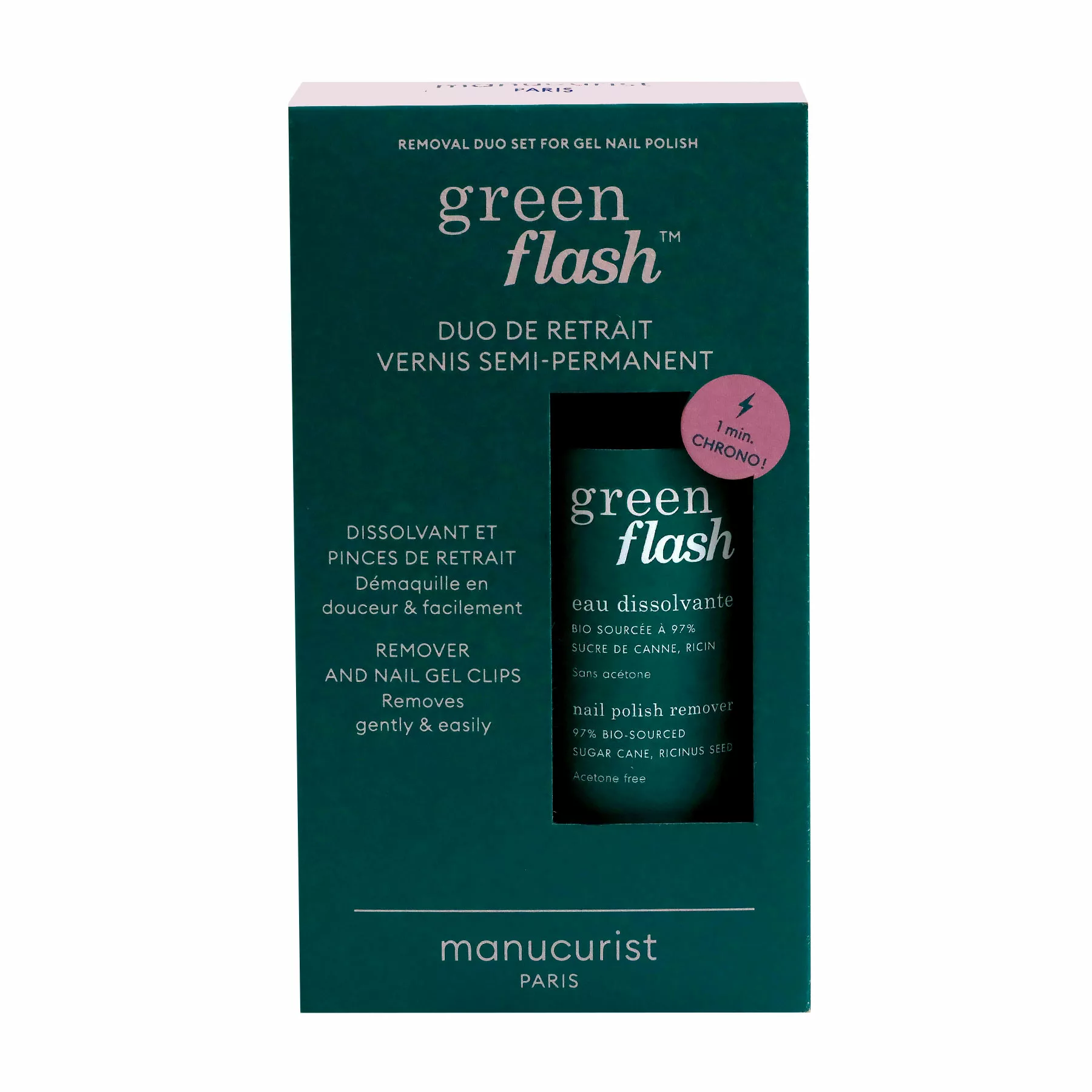 Duo Eau dissolvante Green Flash & Pinces de retrait - Manucurist – Image 1