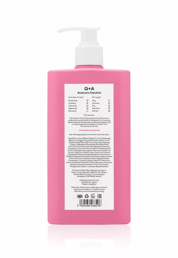 Vitamin A.C.E Cleansing Shower Oil - 250ml - Q+A – Image 2