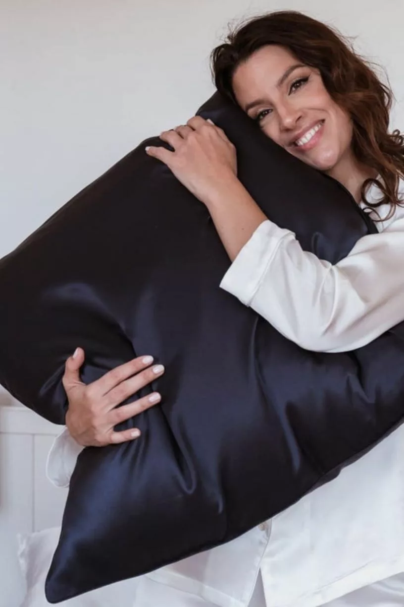 Taie oreiller en soie - Bleu Nuit -  Emily