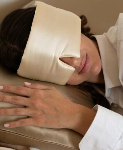 Masque de nuit bandeau en pure soie - Champagne - Emily's Pillow