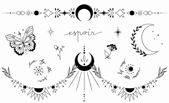 Parure de tatouages éphémères "Magie Astrale" - Sioou