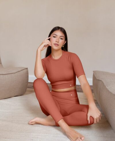Top à manches courtes | Terracotta M/L - Kaly Ora