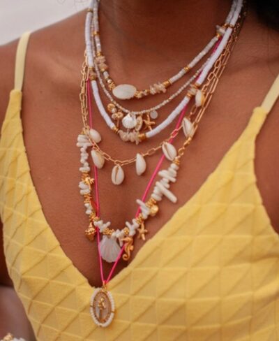 Collier cordon madone perlée - CARLA Bleu 102 - L'atelier des dames