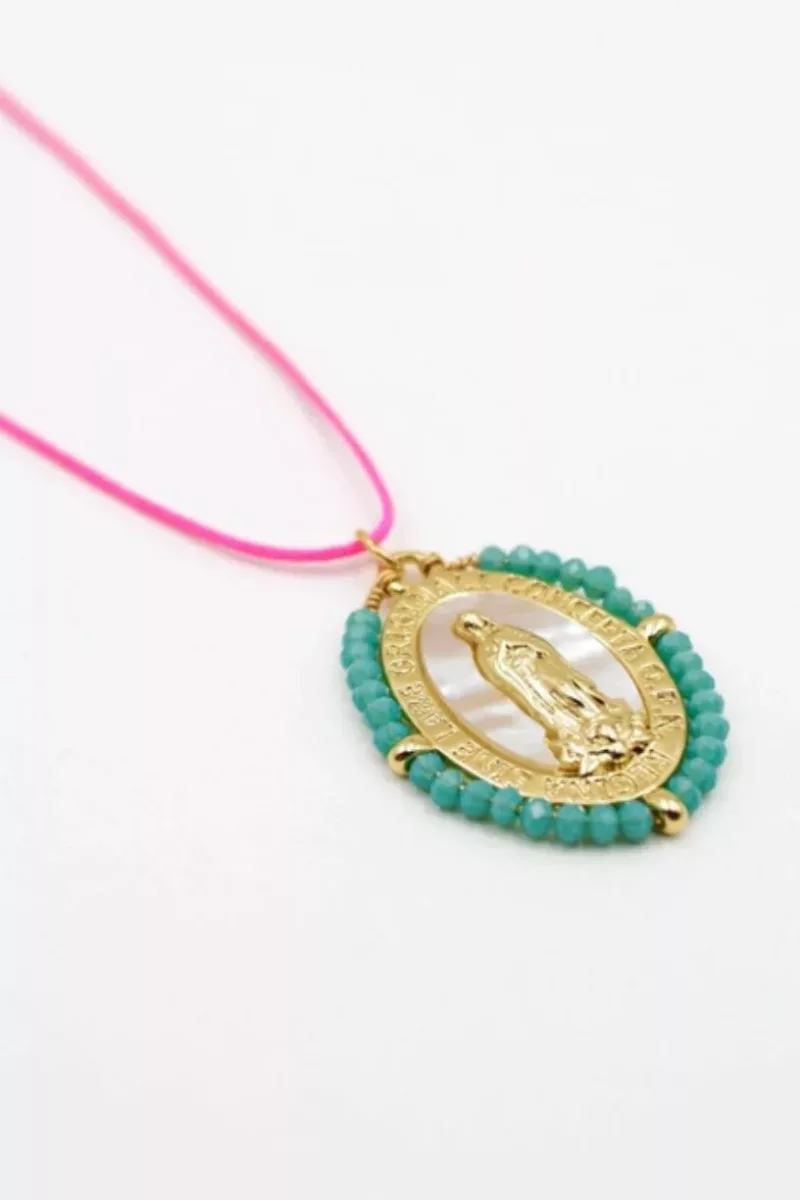 Collier cordon madone perlée - CARLA Bleu 102 - L'atelier des dames