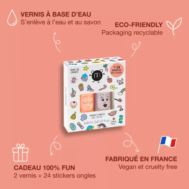 CRAC - Duo Flamingo Polly + stickers pour ongles - Nailmatic
