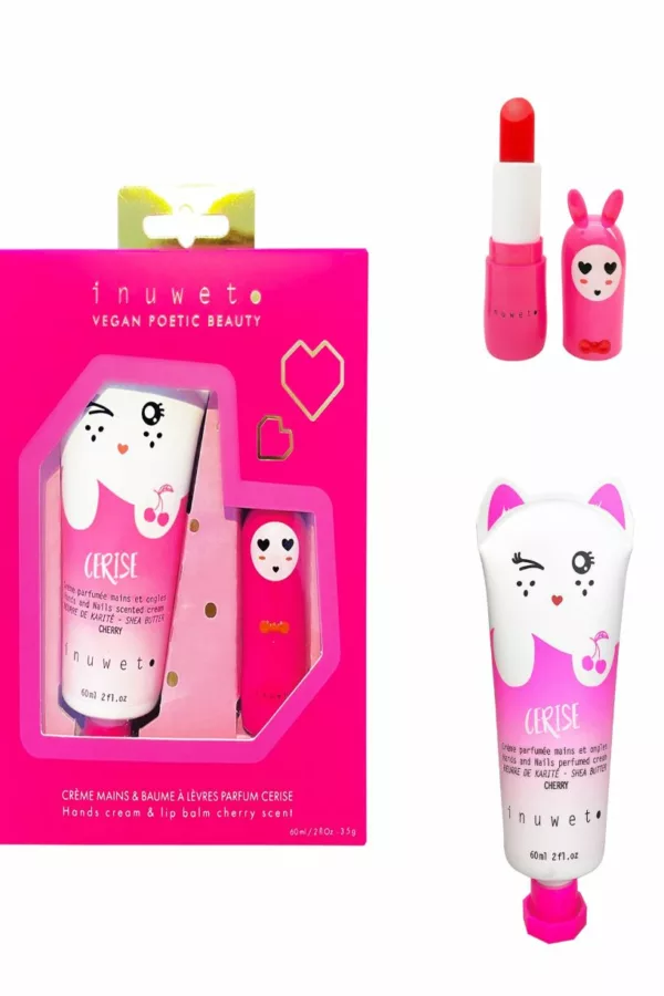 Coffret mains et baume à lèvres - Cerise - Inuwet