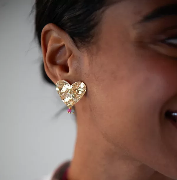 Boucles d'oreille coeur grelots - CARLA 128 - L'atelier des dames – Image 3