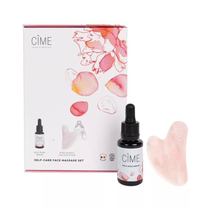 Self-care face massage set | Sérum roses sauvages + Gua sha