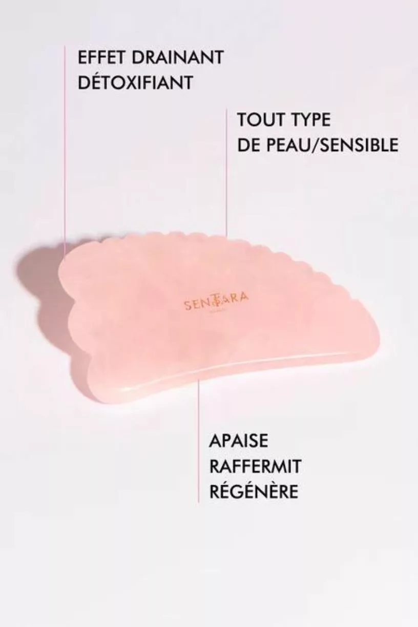 Gua Sha Corne à Dents - Quartz Rose – Image 2