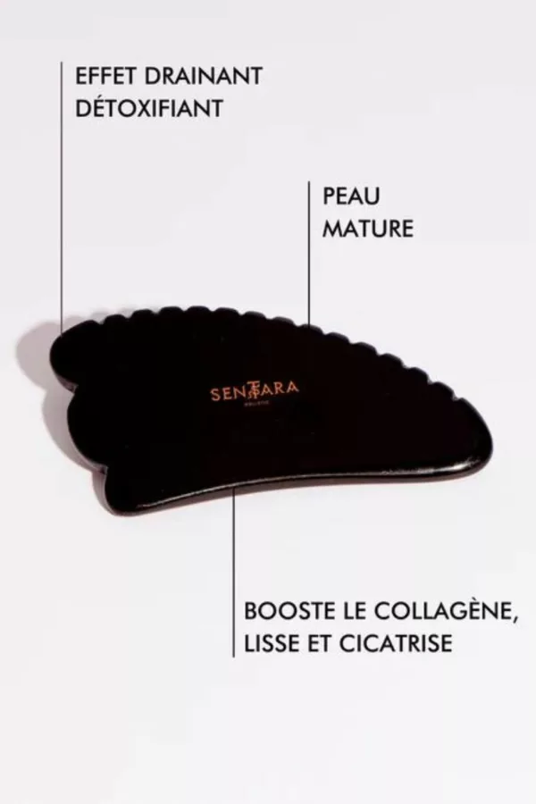Gua Sha Corne à Dents - Obsidienne Noire