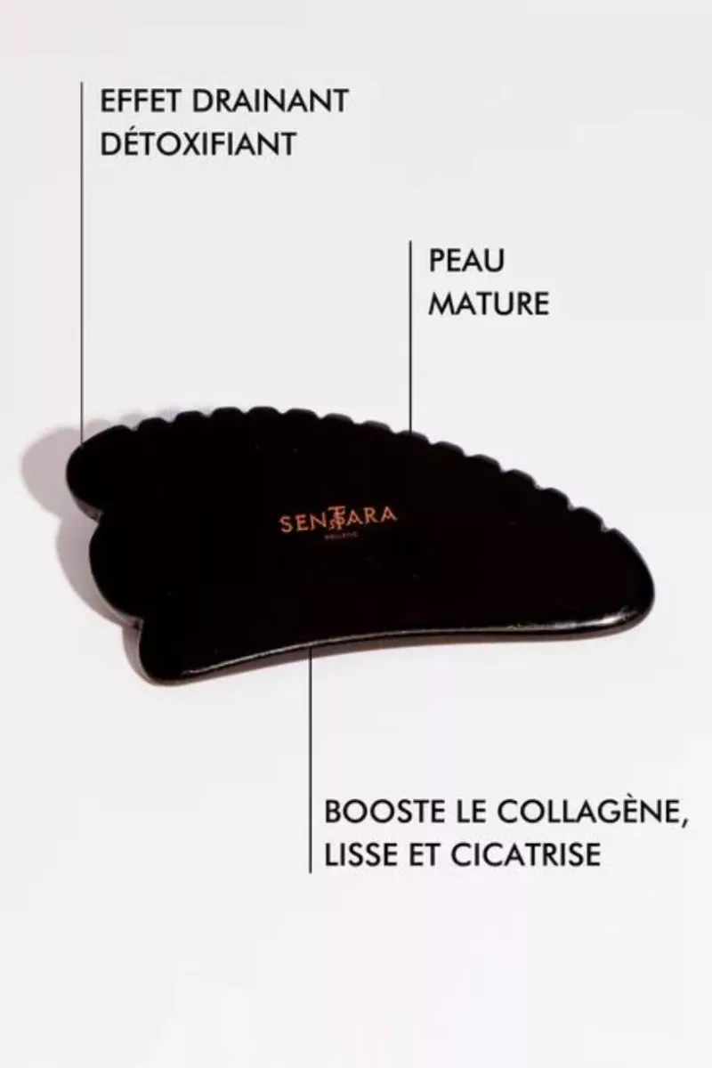 Gua Sha Corne à Dents - Obsidienne Noire