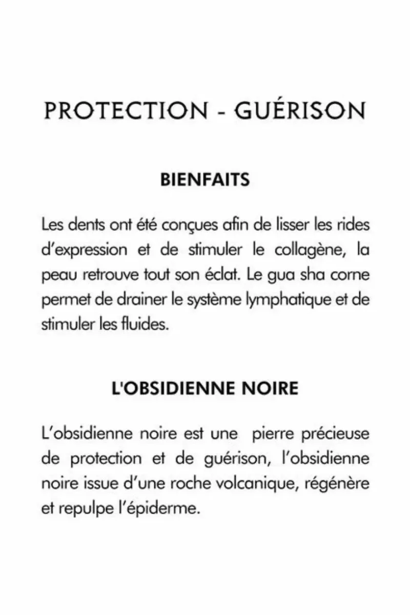 Gua Sha Corne à Dents - Obsidienne Noire