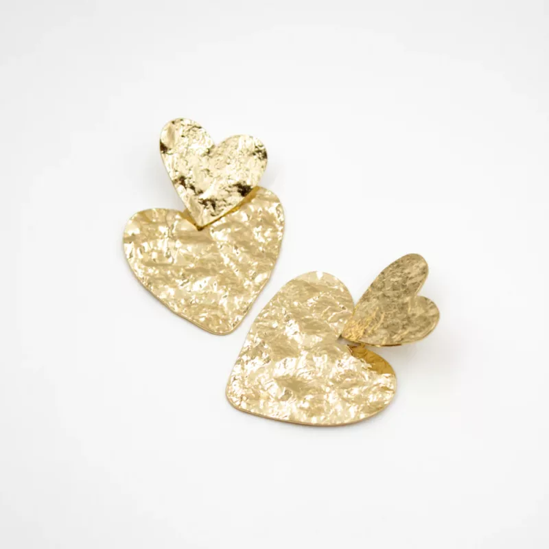 Boucles d'oreille coeurs martelés - MANON 101