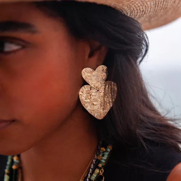 Boucles d'oreille coeurs martelés - MANON 101