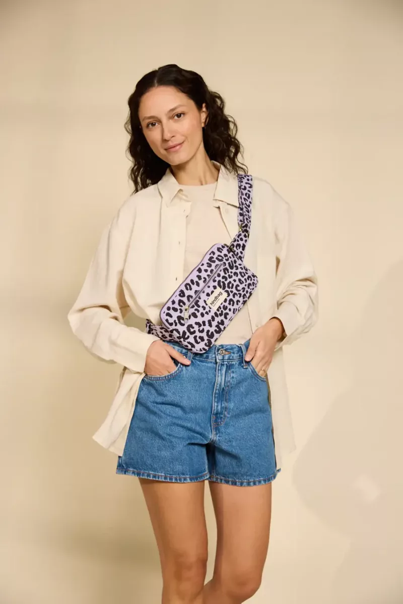 Sac banane rectangulaire Harry - Léopard lilas