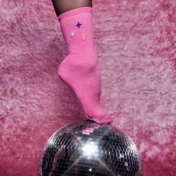 Chaussettes Pailletées Roses – Image 3