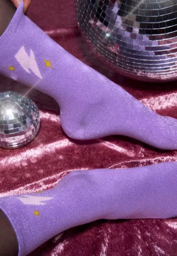Chaussettes Pailletées Violettes – Image 2