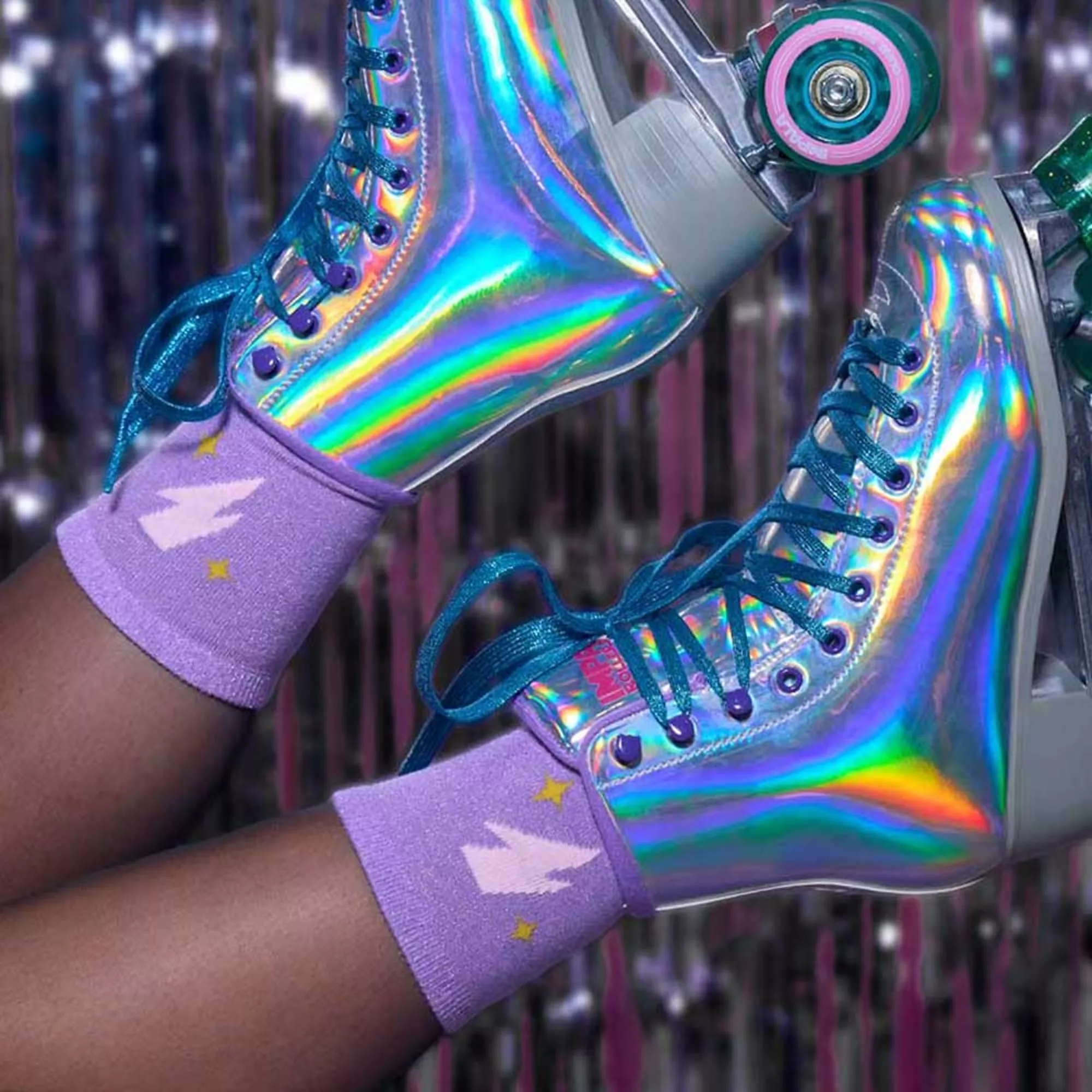 Chaussettes Pailletées Violettes – Image 3