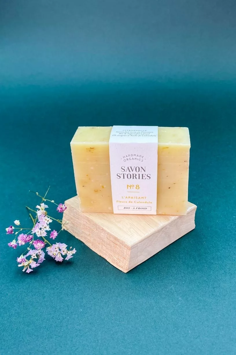 N°8 L’Apaisant- Savon Bio & Naturel Citronnelle et Calendula - Savon Stories – Image 4