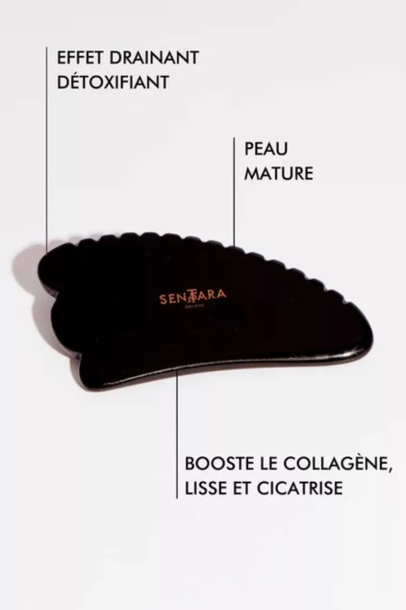 Gua Sha Corne à Dents - Obsidienne Noire