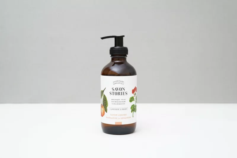 SAVON LIQUIDE BIO - MANDARINE & GÉRANIUM - Savon Stories