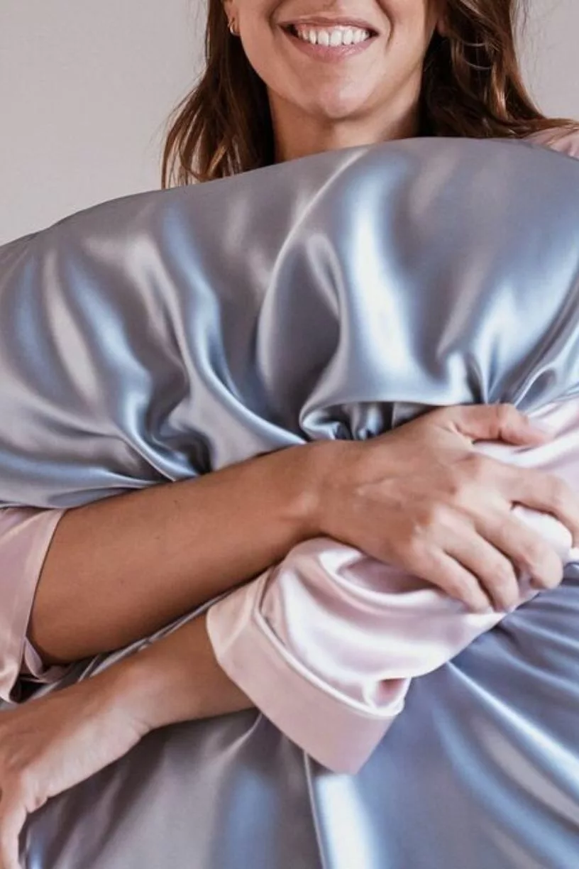 Taie oreiller en soie - Bleu Glacier - Emily