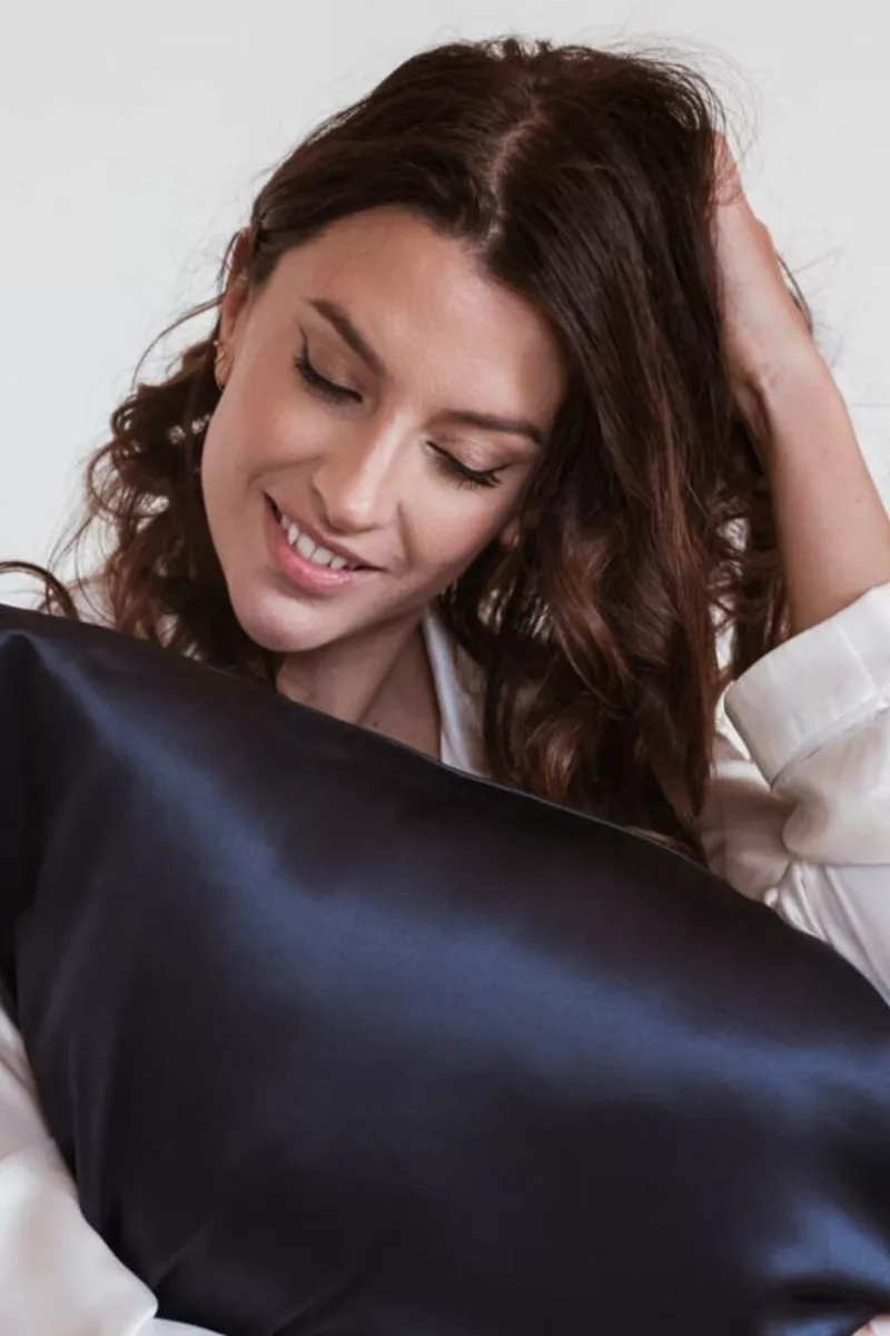 Taie oreiller en soie - Bleu Nuit -  Emily's Pillow