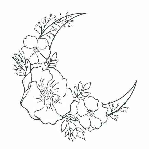 Tatouage éphémère : Lune Florale - Sioou