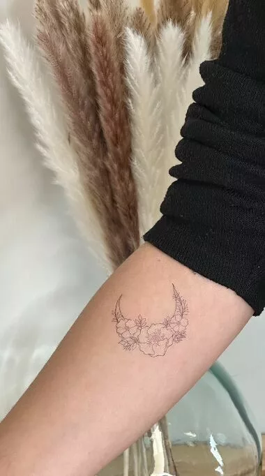 Tatouage éphémère : Lune Florale - Sioou