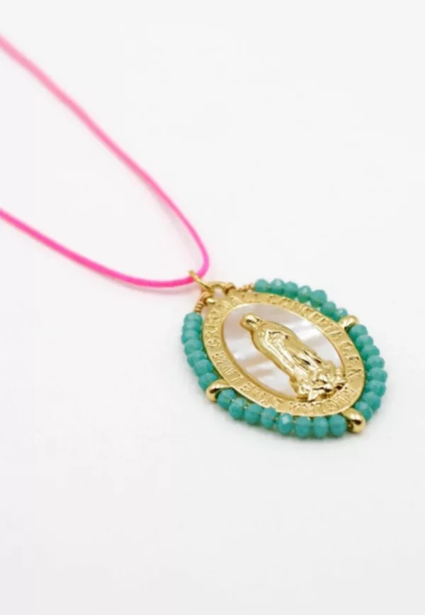 Collier cordon madone perlée - CARLA Bleu 102 - L'atelier des dames – Image 2