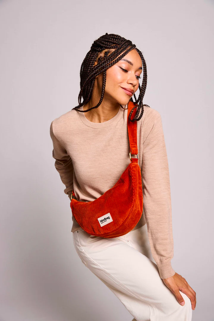 Sac banane Andrea Velours Brique