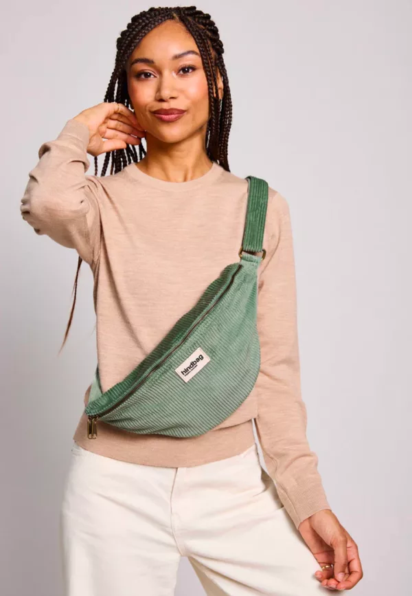 Sac banane L Sasha Velours Vert d'eau – Image 1