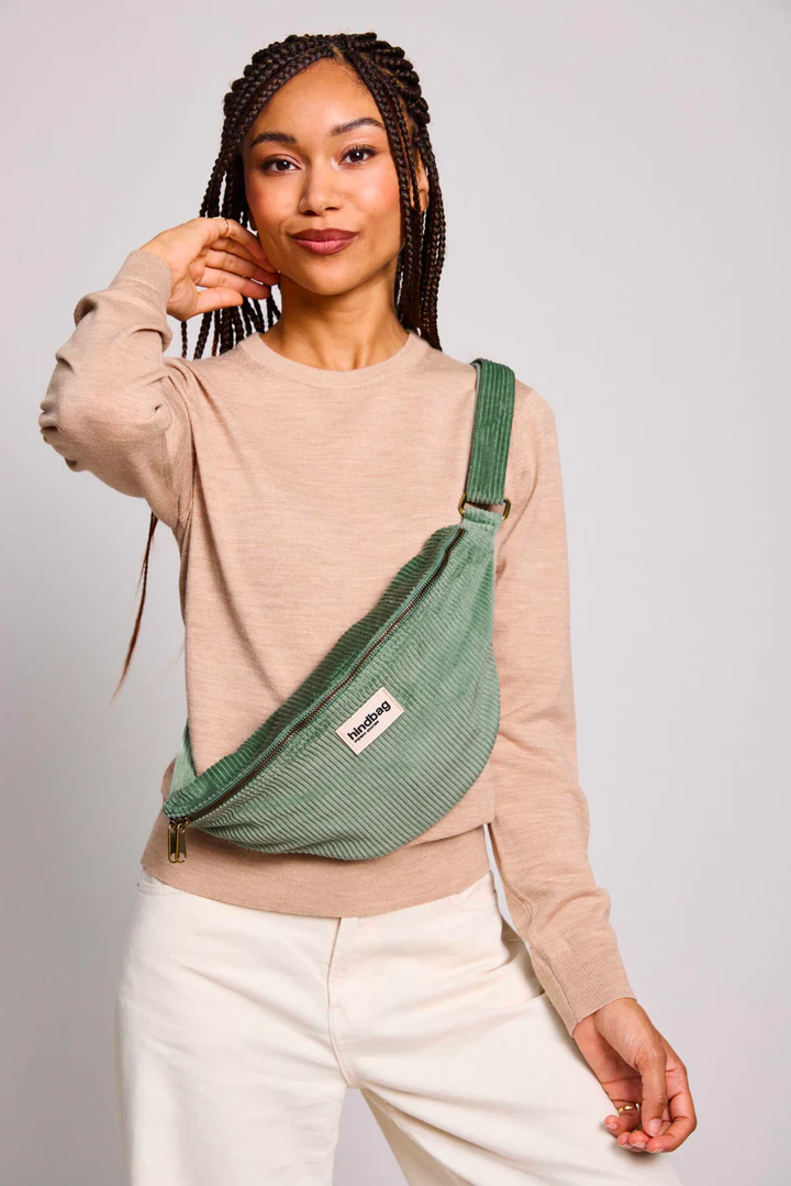 Sac banane L Sasha Velours Vert d'eau