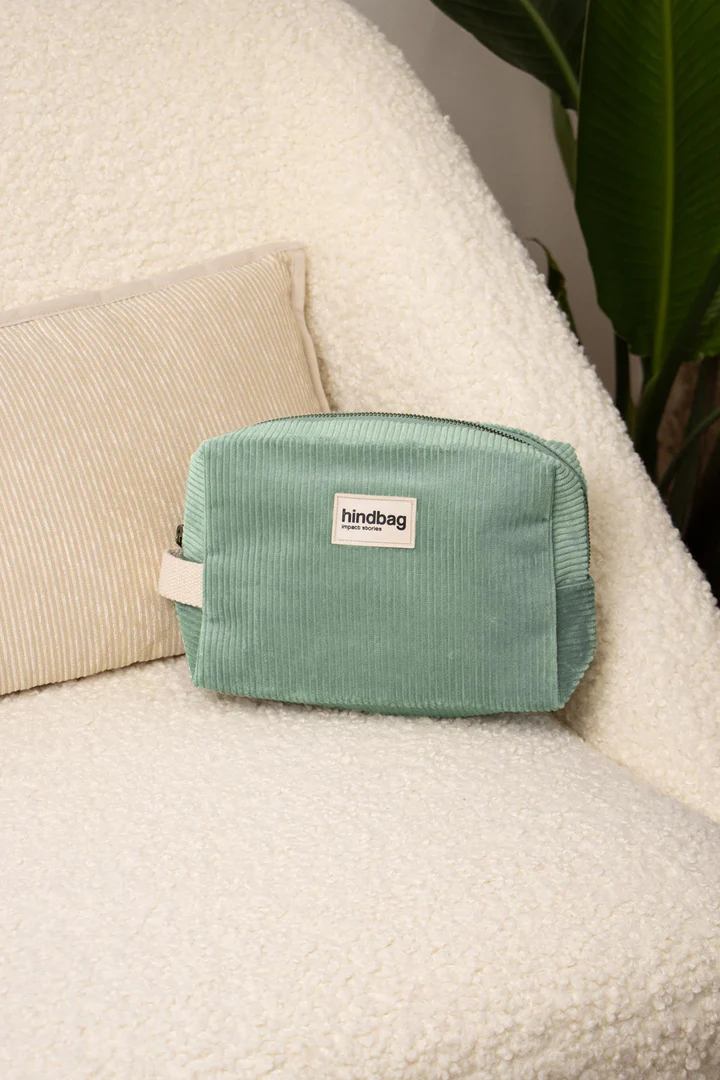 Trousse de toilette Leon - Velours Vert d'eau