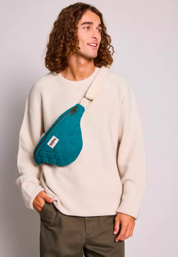 Sac banane matelassé Olivia Bleu paon – Image 2