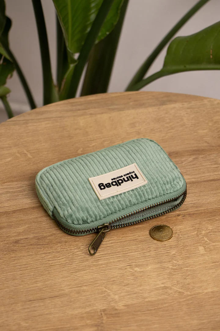 Porte-monnaie Lili Velours Vert d'eau