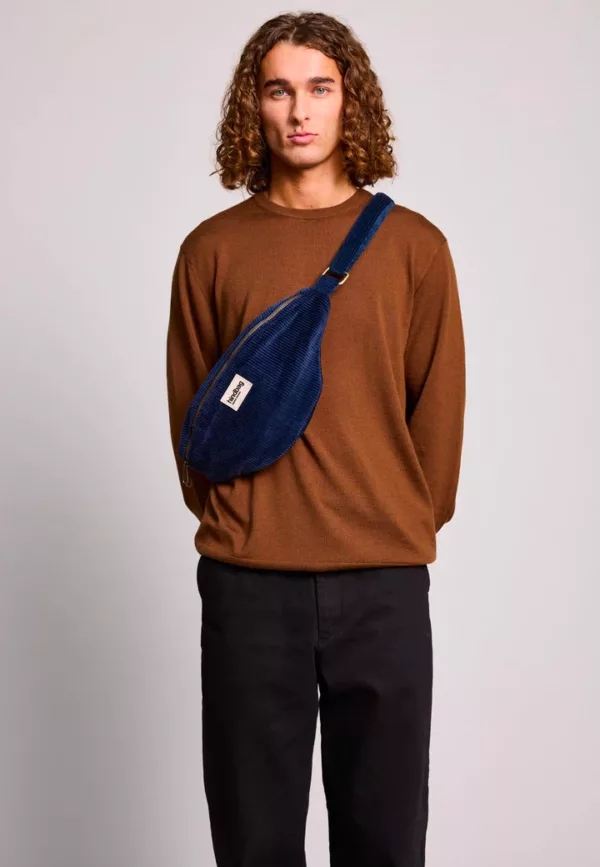 Sac banane L Sasha Velours Marine – Image 1