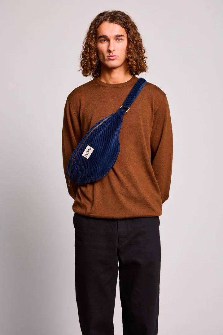 Sac banane L Sasha Velours Marine