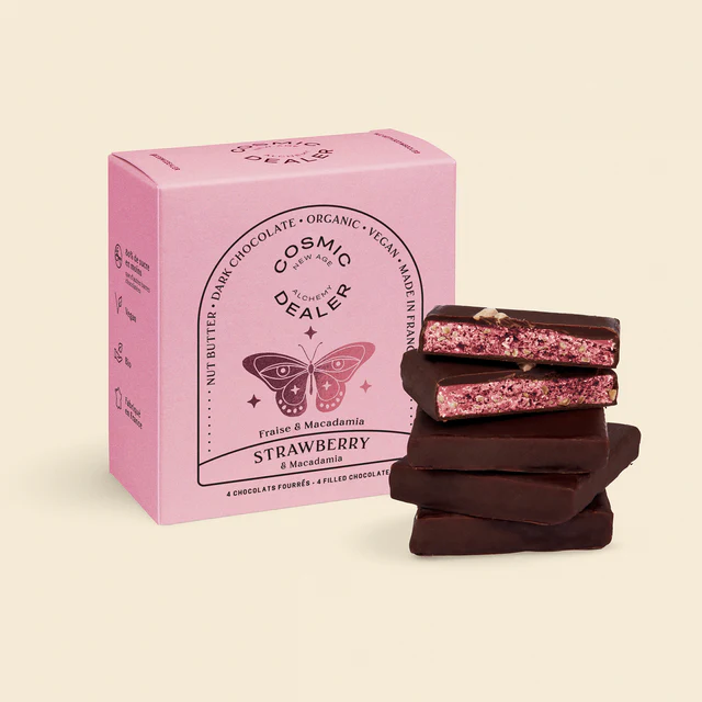 Coffret de 4 chocolats - Fraise & Macadamia