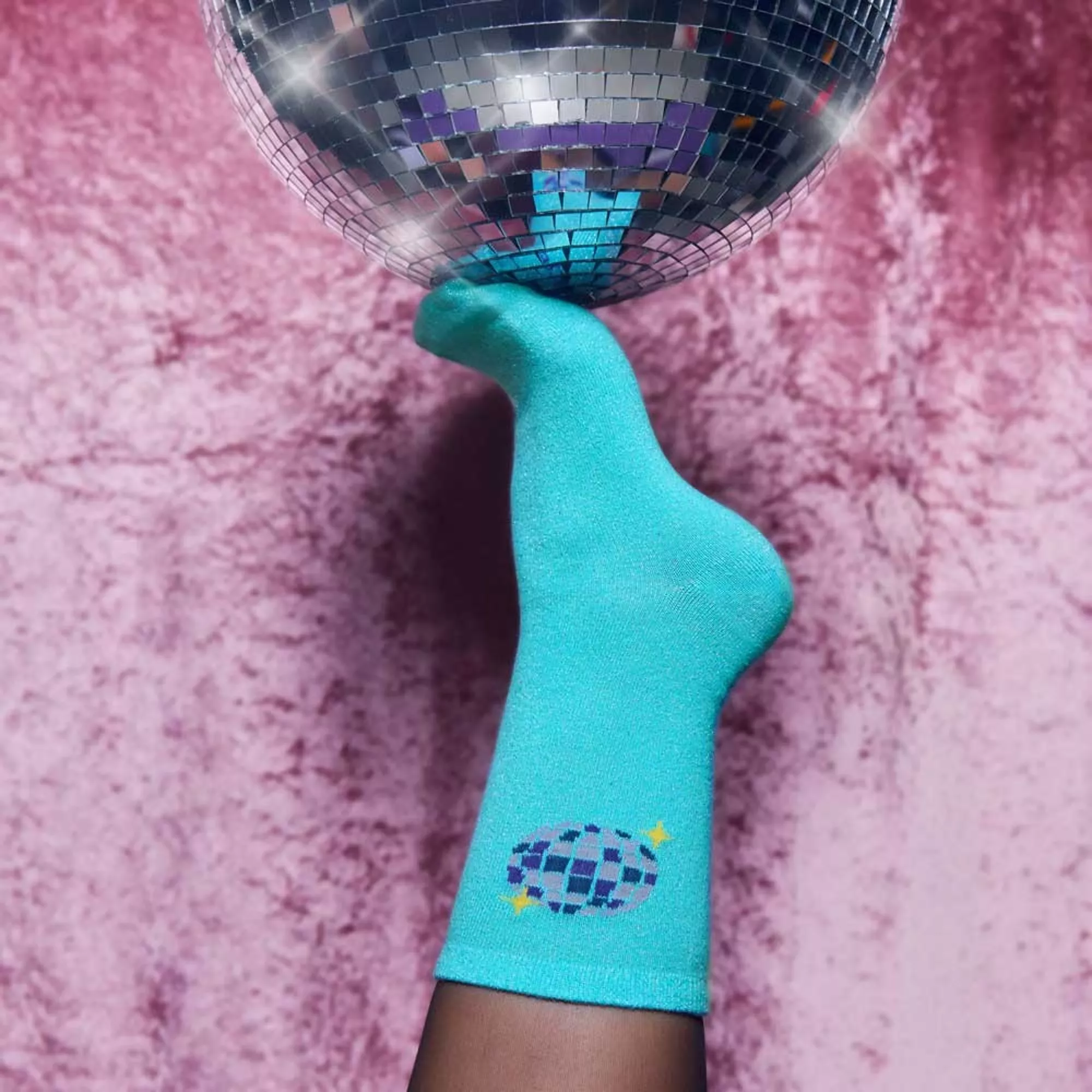 Chaussettes Pailletées Bleues – Image 2