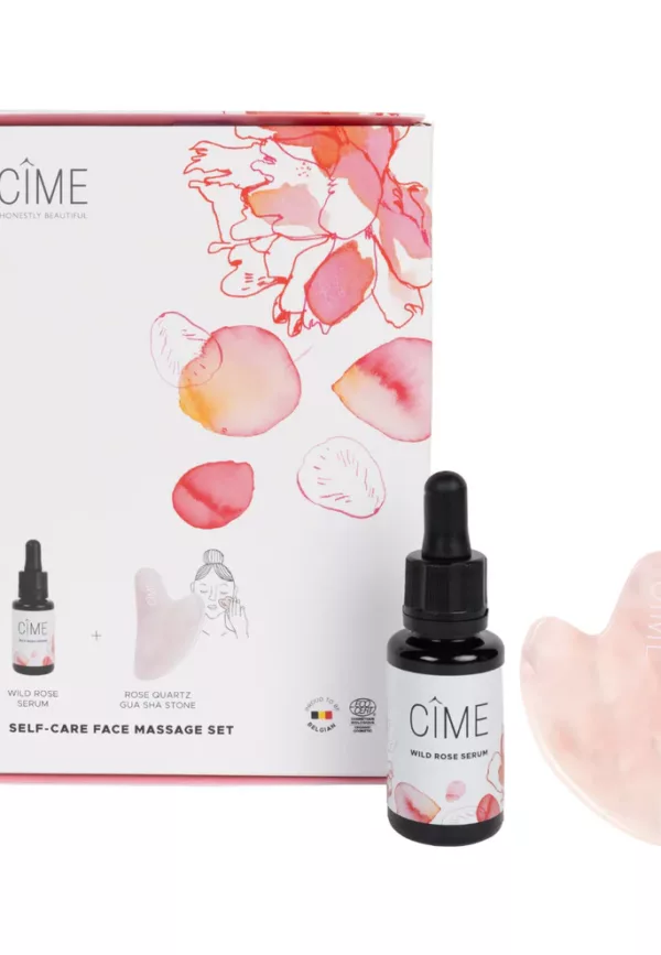Self-care face massage set | Sérum roses sauvages + Gua sha – Image 1